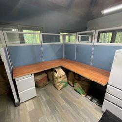 Full Size Blue Office Cubicles