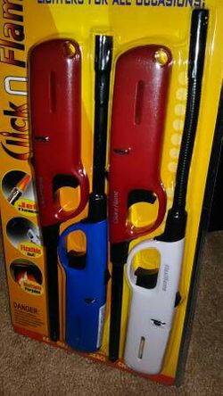4 pk Click & Flame Lighters* Flexible, Jet Flame, Multi Purpose * New!