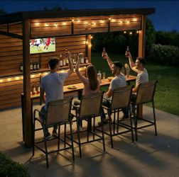 Outdoor Bar Stools Set of 4, 500 lb Capacity Metal Patio Bar Chairs with Breathable Mesh Seat and Back – 28.7" Bar Height Stool for Backyard and Balco