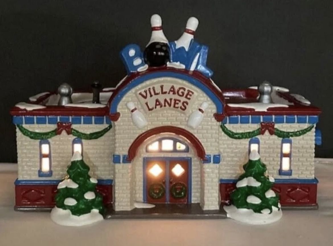 Dept 56 Snow Village BOWLING ALLEY #54858 Lighted Building w/..