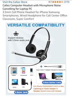 Callez Wired Computer Headset with Microphone