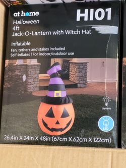 New!! 4ft (4 ft) Prelit (Pre-lit) Jack-O Lantern Halloween Inflatable