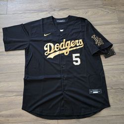Men’s Dodgers Vapor Premier Stitched Black Gold Limited Jersey- Freedie Freeman, S To 3Xl