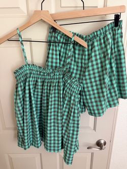 Green Gingham Cami Top and Shorts Set