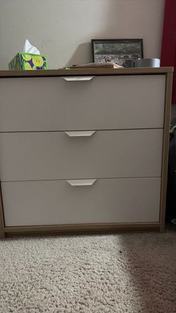 3-Drawer Dresser White and Wood