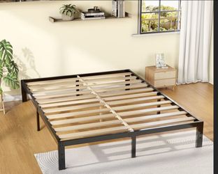 King Wood Slat Base Metal Bed Frame
