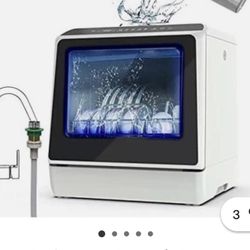 Portable Countertop Dishwasher, 5 Washing Programs, Built-in 3-Cups Water Tank..