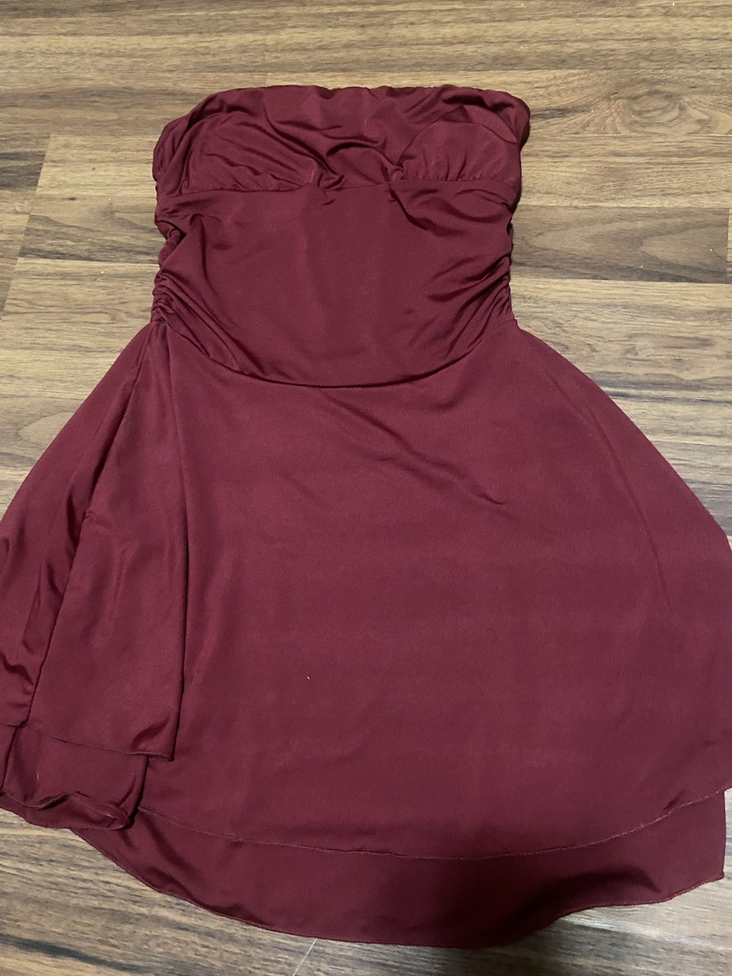 Women’s Tube Top Burgundy Dress