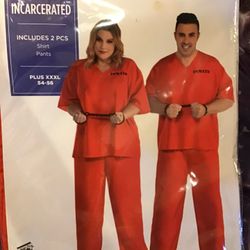Incarcerated Adult 1 Costume Size Plus XXXL (54-56) -NEW