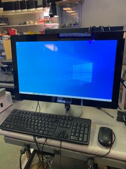 ASUS ET2322I AIO 23 Inch PC desktop  All in one touchscreen  Intel i7-4500U CPU  16G RAM  1TB HDD Windows 10 pro. It as a crack on the top, left side 