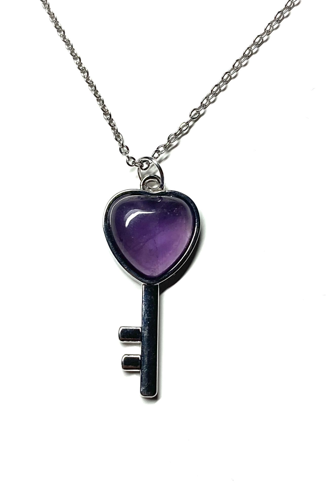 Purple Jade Jadeite Key Pendant Necklace 