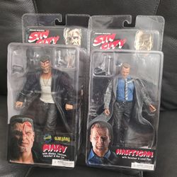 Marv and Hartigan Color Figures - NECA - Frank Miller's Sin City -  2005 - 2 Figure Lot - New Sealed