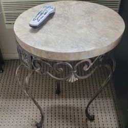 Metal And Stone Side Table