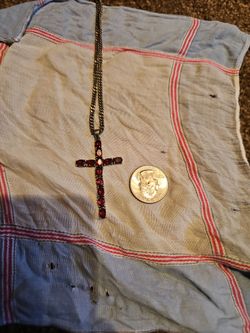 Garnet cross with chain