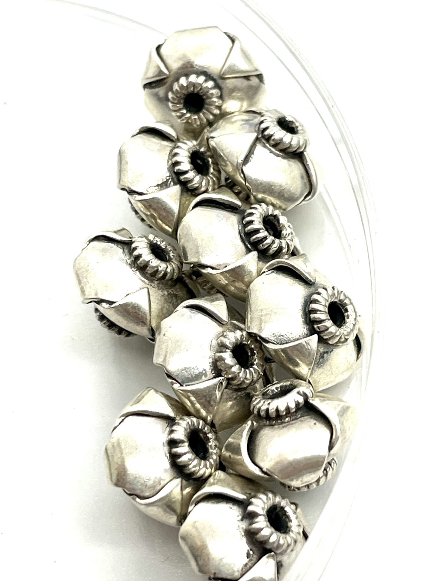 Lot Of 2 Sterling Silver Wonton Beads