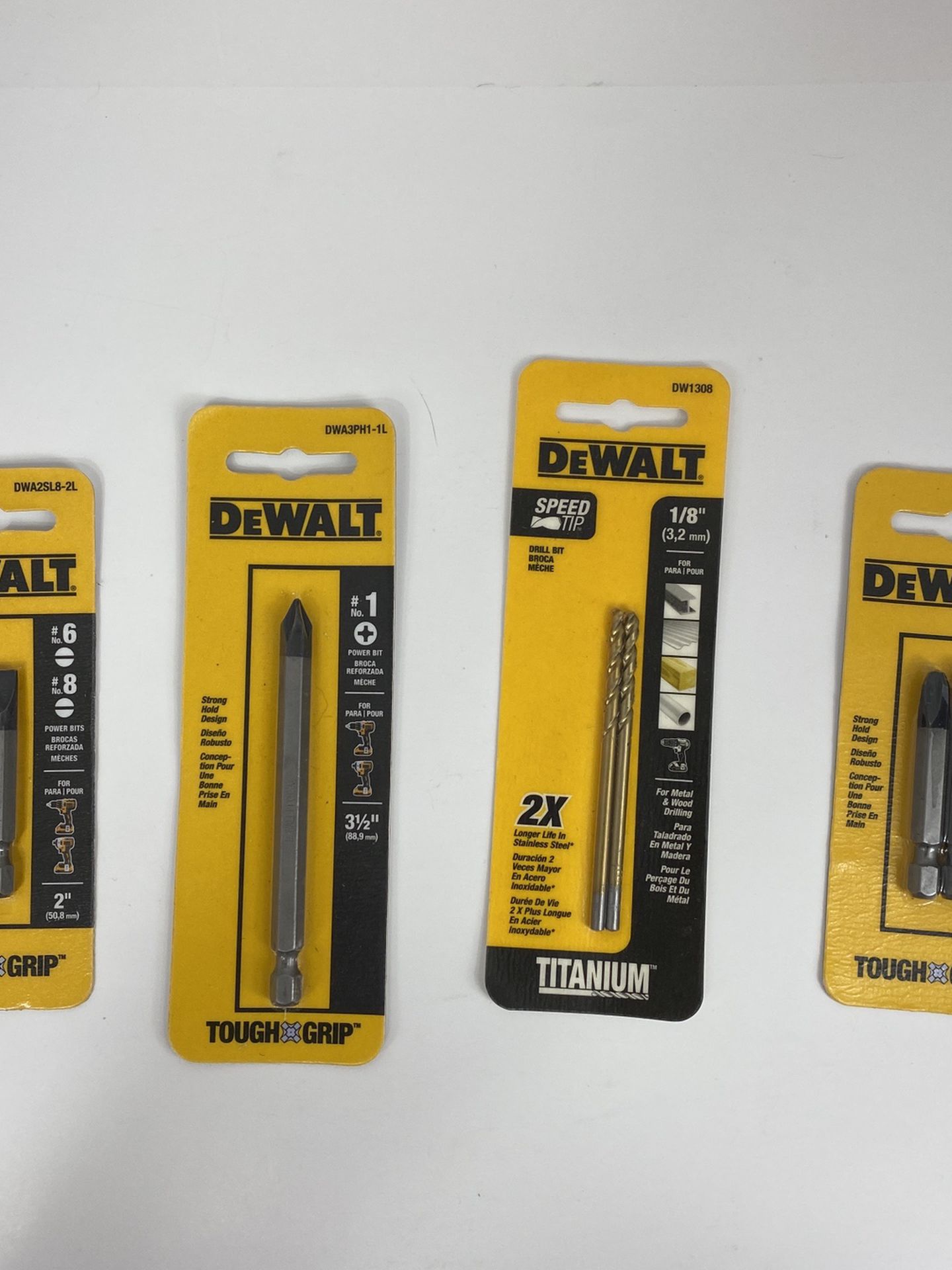Lot Of 4 Dewalt Power Bits #6 #8 #1 1/8” #3 Tough Grip Titanium