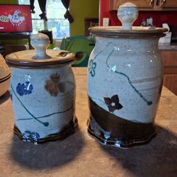 Handmade Stoneware Canister Set of 2