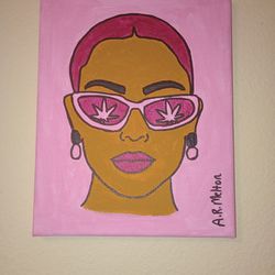 Pink Lady 420 Acrylic Painting On Canvas Wall Art 8x10"