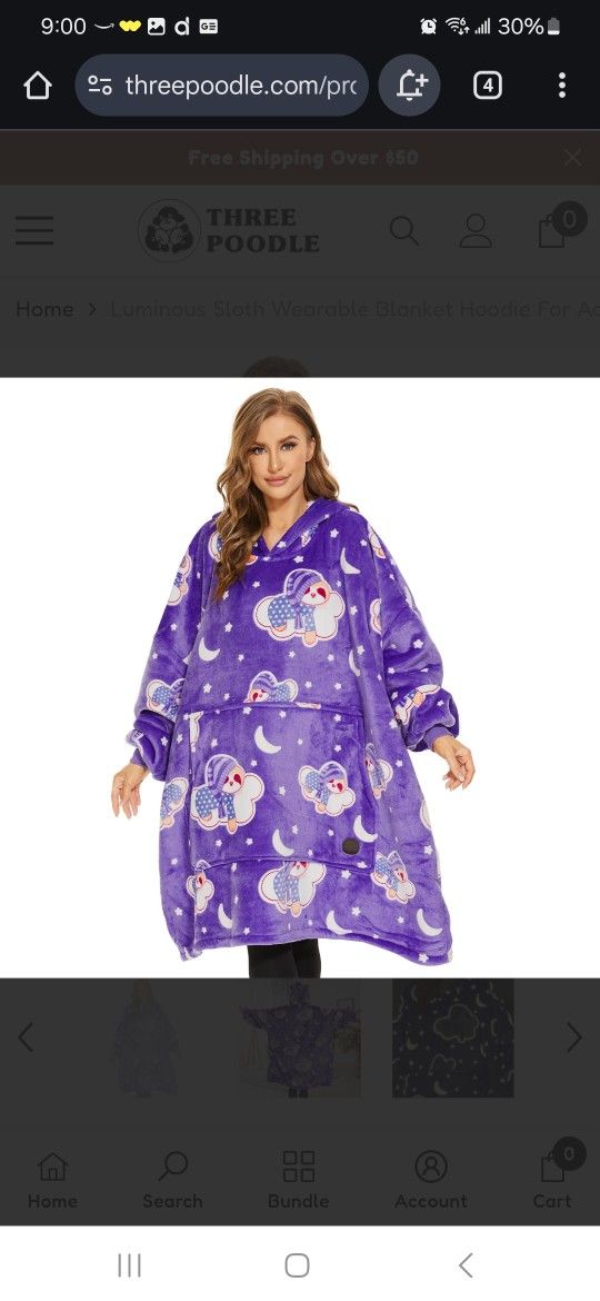 Three Poodle Warm Hooded Blanket