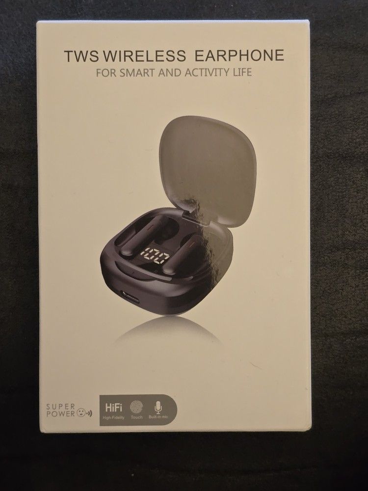 BRAND NEW IN BOX: Wireless
TWS Earphone, Ear Buds,
Rechargeable Case, Great
Clarity