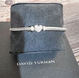 David Yurman Cable Collectibles® Heart Bracelet Sterling Silver w/Pavé Diamonds
