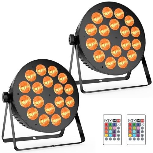 180W RGBA LED Stage Lights - YeeSite 2Pack 18LED Par Lights Sound Activated Remote amp DMX Control Uplights for Events Wedding Church Party Club Stage