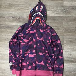 purple bape camo zip up hoodie