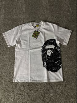 white and black bape shirt size medium