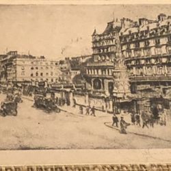 CUTE  ETCHING OF A STREET SCENE 