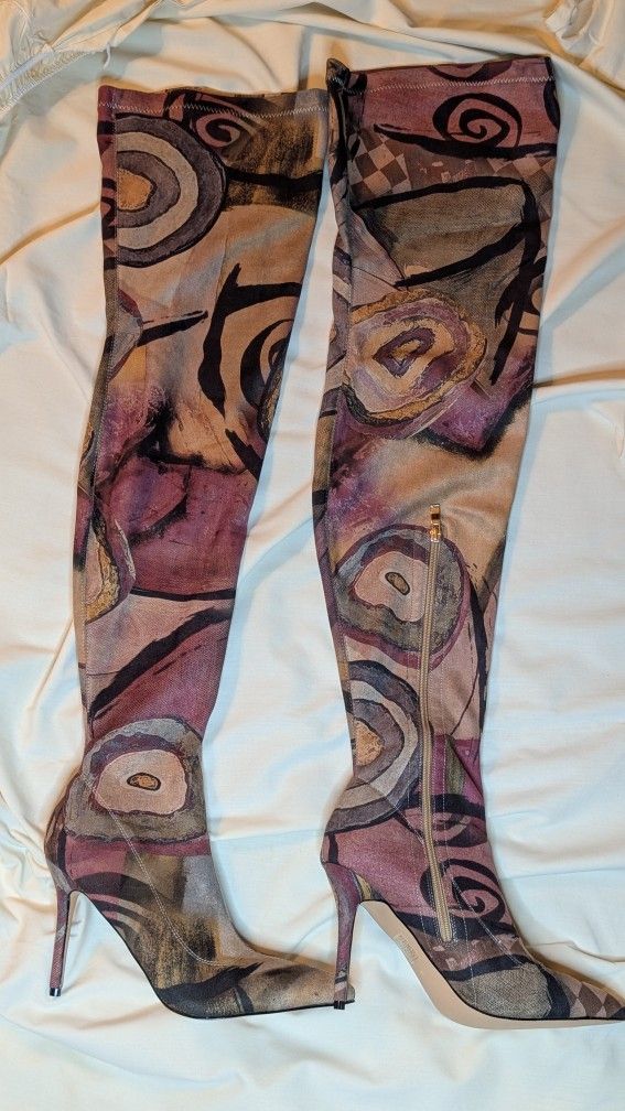 Multicolor Stocking Boots, Size 10