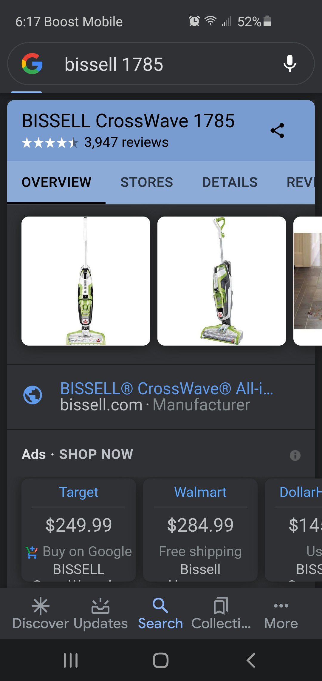 Bissell crosswave vacuum and surface cleaner