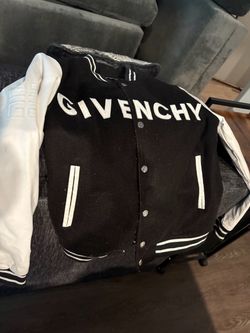 Authentic Givenchy Logo Wool & Leather Varsity Jacket - Black/White - Size [Insert Size]