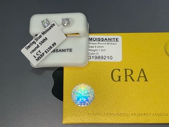 Sterling Silver Moissanite Stud Earrings 1CT