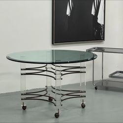 Charles Hollis Jones  Brass and Lucite Dining Table