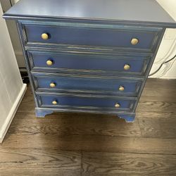 Domus Mobili Blue & Gold Distressed Dresser – Italian Craftsmanship, 30”