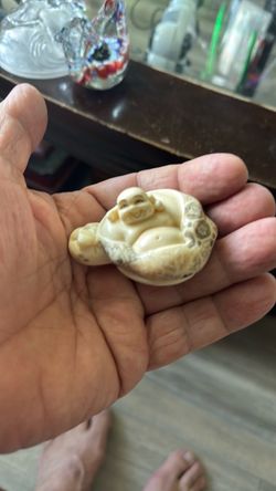 Carved Laughing Buddha Turtle Figurine