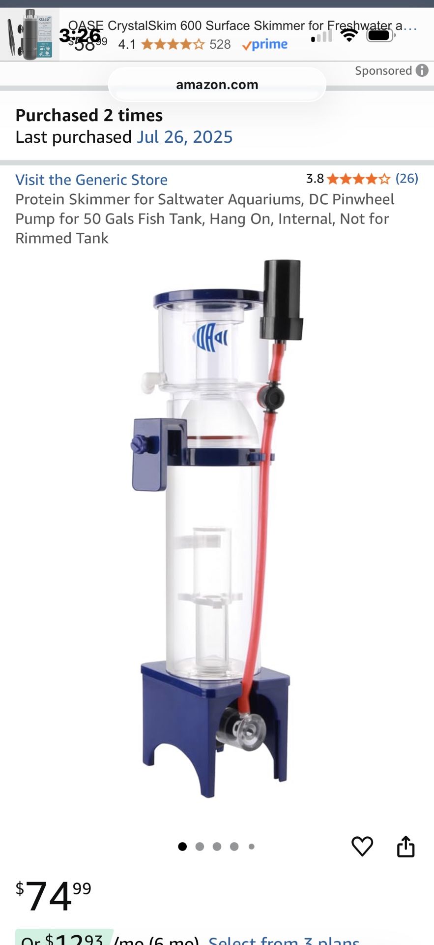 IOAOI protein skimmer rated for 50g