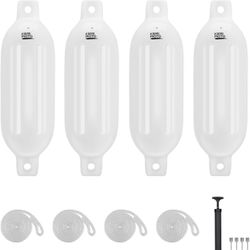 KEMIMOTO Boat Fenders Boat Bumpers for 15-35ft Boat, 4 Pack Inflatable Boat Fenders Bumpers with 4 Ropes