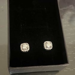 Square Halo Earrings Moissanite 
