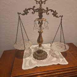 Vintage brass and crystal scales of justice