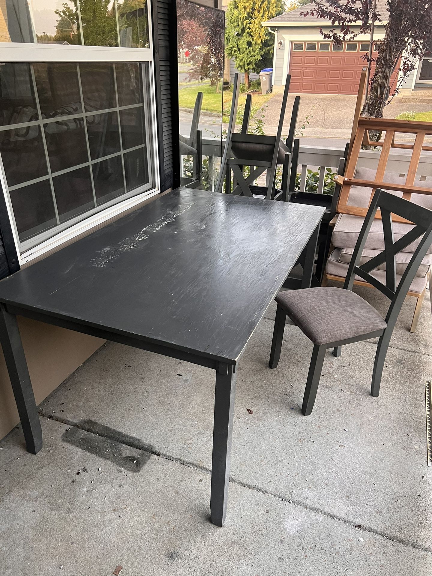 Table and 4 Stools And One Loong Stools