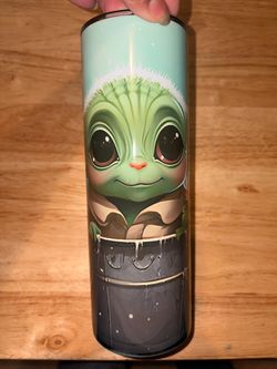 Baby Yoda steel tumbler cup 20 oz with clear lid