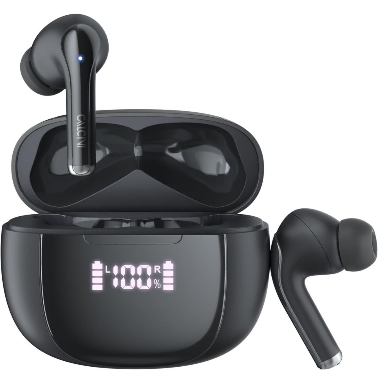 Wireless Earbuds, Bluetooth 5.3 with Microphone Stereo Earphones LED Power Display, in-Ear Headphones 32H Playtime IP7 Waterproof Sport TWS Headset fo