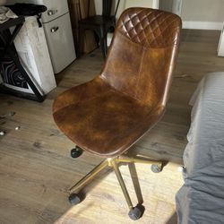 Mid-Century Modern Leather Desk Chair Swivel Tilt