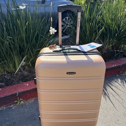 Large Hardside Check-In Luggage, Expandable with Double Spinner Wheels, Champagne Color