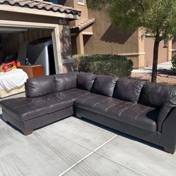 Free Delivery - Brown Leather Sectional Couch