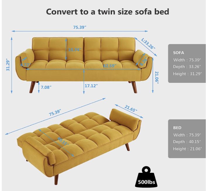 Yellow Futon Couch 