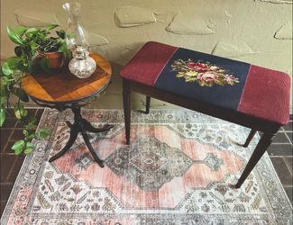 Mid-Century Needlepoint Piano Bench