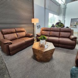 Sofa And Loveseat Dark Brown Microfiber, Black Wood Finish. New Especial Price 
