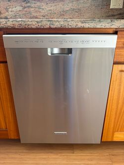 Appliance Package / $2500 / Bertazzoni Range + Kitchen Aid Dishwasher + Frigidaire Counter Depth Stainless Steel Refrigerator + Monogram Island Hood